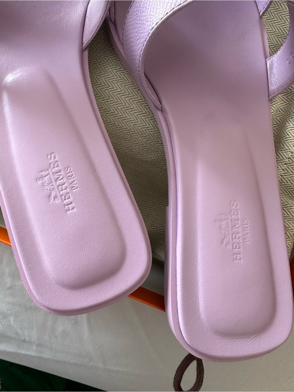 Hermes Lilac Oran Slide Sandals - Picture 5 of 9